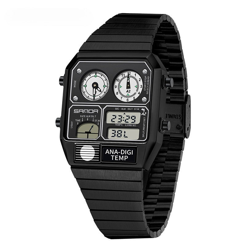 Men's watches square steel band luminous watch