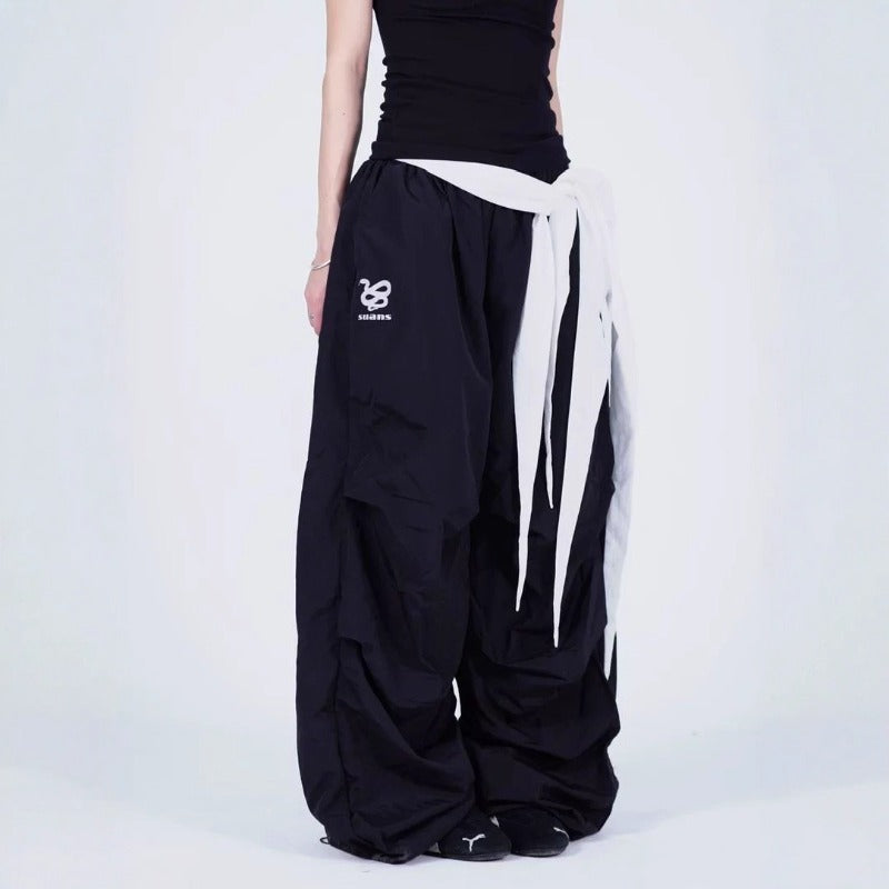 Women casual pants women's summer loose snake print streamer fart curtain wide leg pants