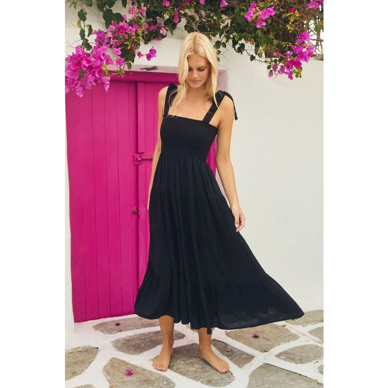 Women's dress: european and american cross-border spring/summer unique skirt, elegant and chic printed sleeveless backless tie-up dress