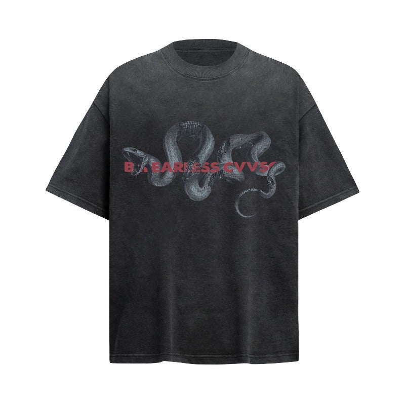 Men's t-shirts: american streetwear summer style - snake year graphic design, premium heavyweight, relaxed fit short sleeve tee