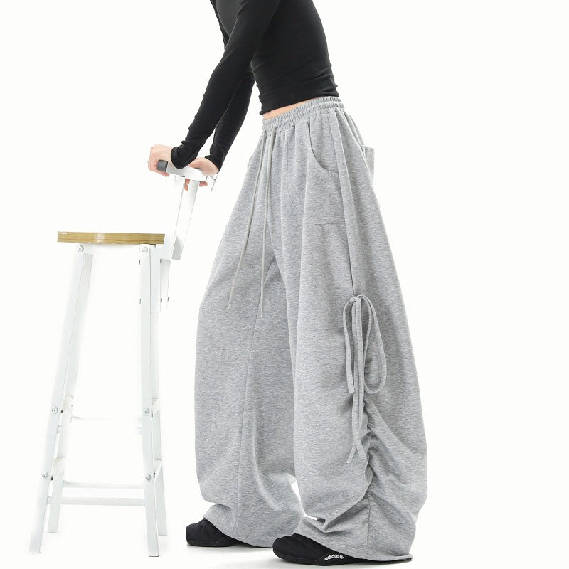 Women casual pants streamer straps grey sweatpants women loose