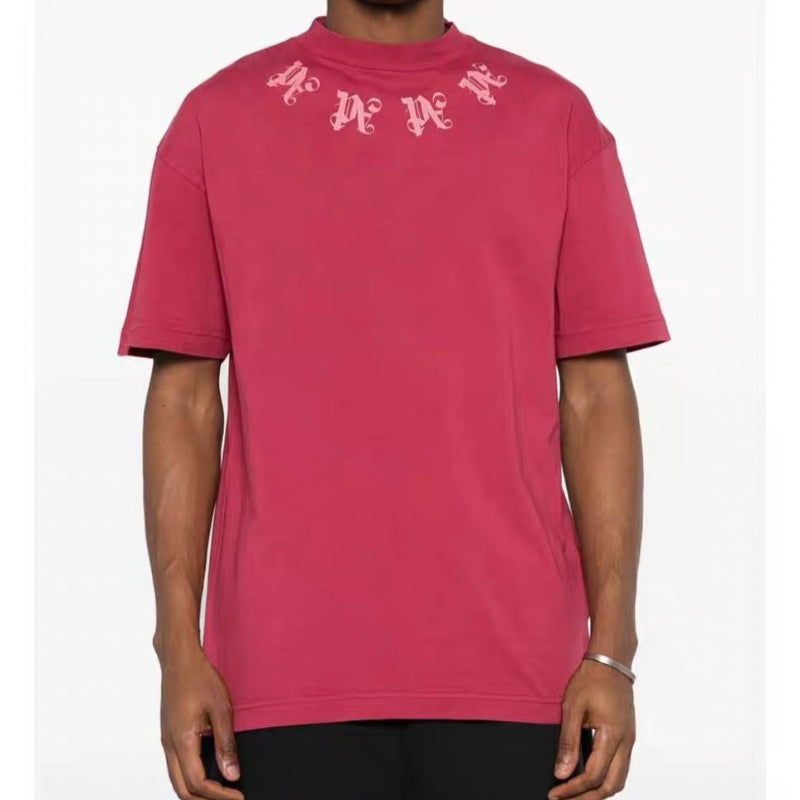 Palm Angels T Shirts Letter Painted Coconut Tree Print Short Sleeve T-Shirt