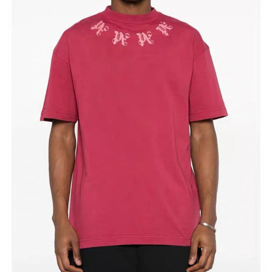 Palm Angels T Shirts Letter Painted Coconut Tree Print Short Sleeve T-Shirt