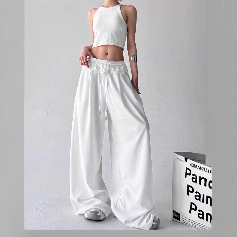 Women casual pants lace stitching women summer