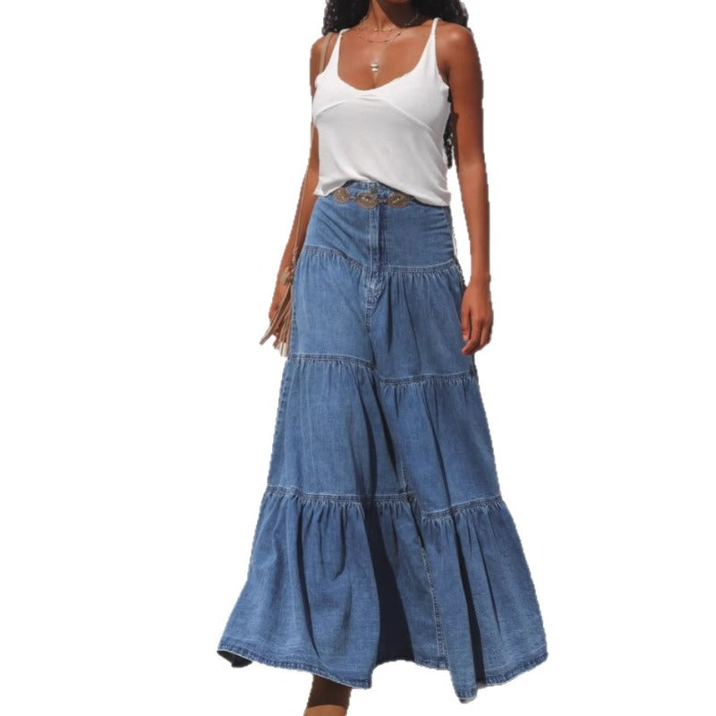 Women dress cross-border fashionsummerins street hot girl low waist distressed holiday style cake easiest for match denim skirt women's clothing