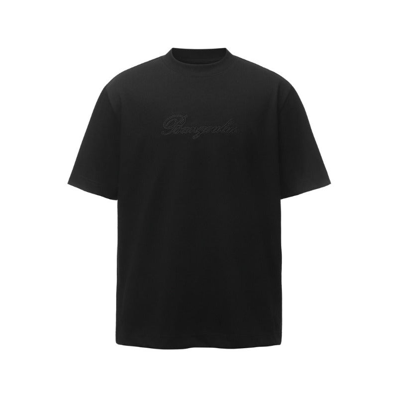 Men's t-shirts: american retro heavyweight double yarn logo embroidered crew neck design, men's high street oversized short sleeve tee