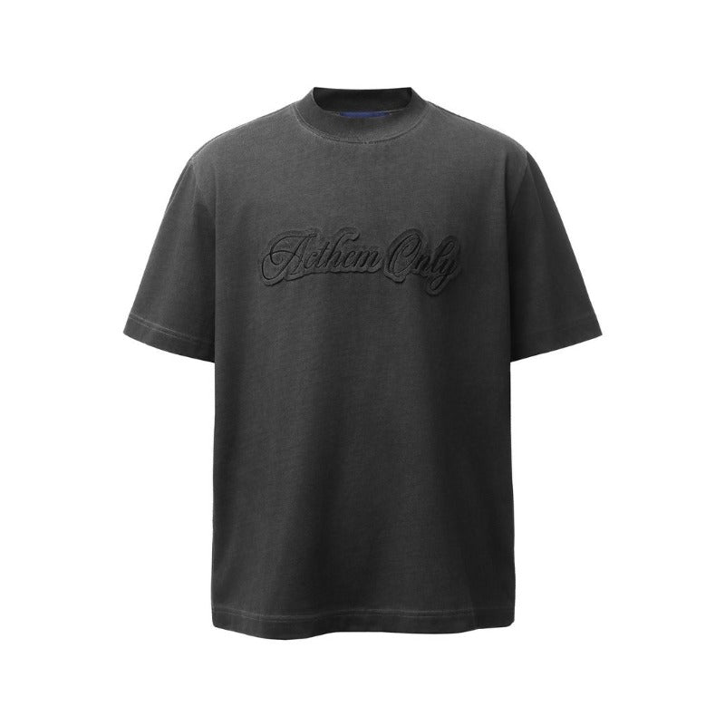 Men's t-shirts: american retro heavyweight double yarn high-quality streetwear embroidered letter high street men's loose fit short sleeve t-shirt