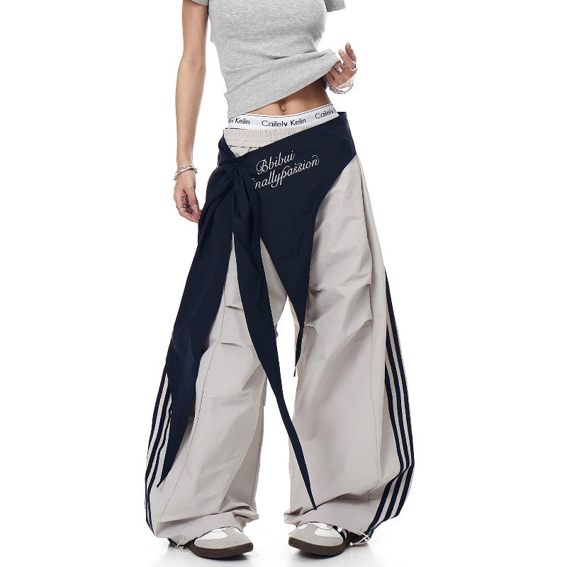 Women casual pants Women elastic waist with fart curtain scimitar pants