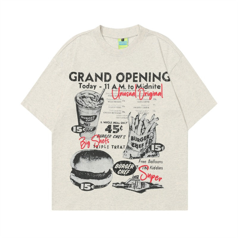 Men t shirts t man kun springfashion trendy nostalgic realistic food pattern loose round neck short-sleeved t-shirt