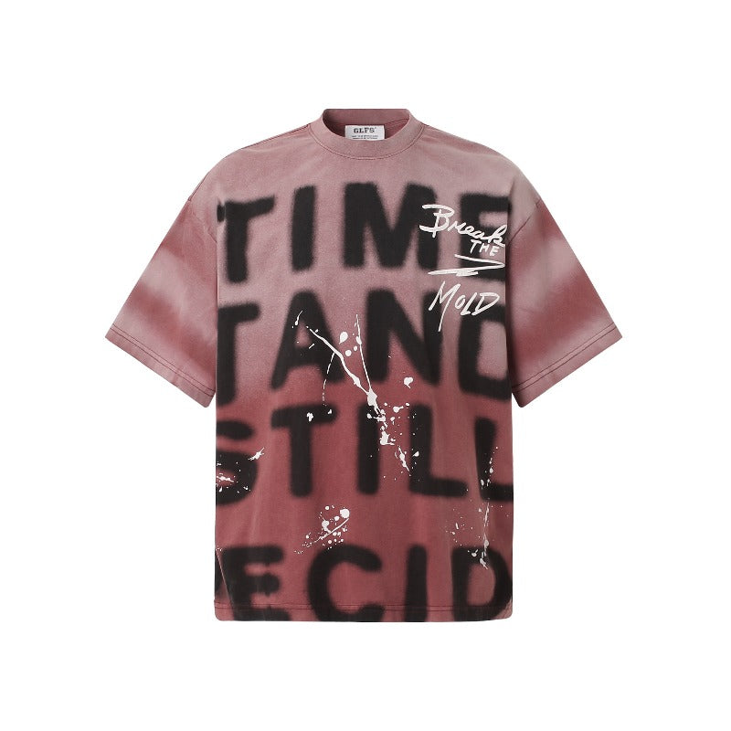 Men's t-shirts: american street style summer unisex distressed washed gradient premium design men's loose fit short sleeve t-shirt