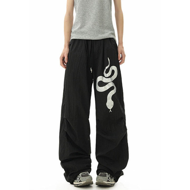 Women casual pant silver snake printingsummerloose