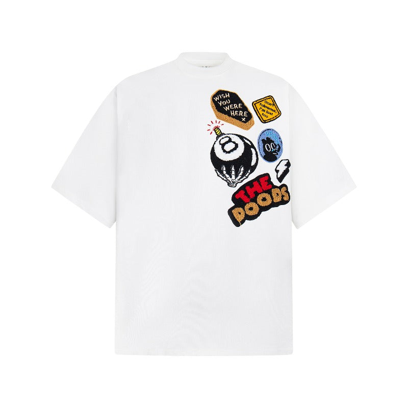 Men's t-shirts: american street style, unisex, retro creative black ball design, men's loose fit, premium heavyweight short sleeve tee