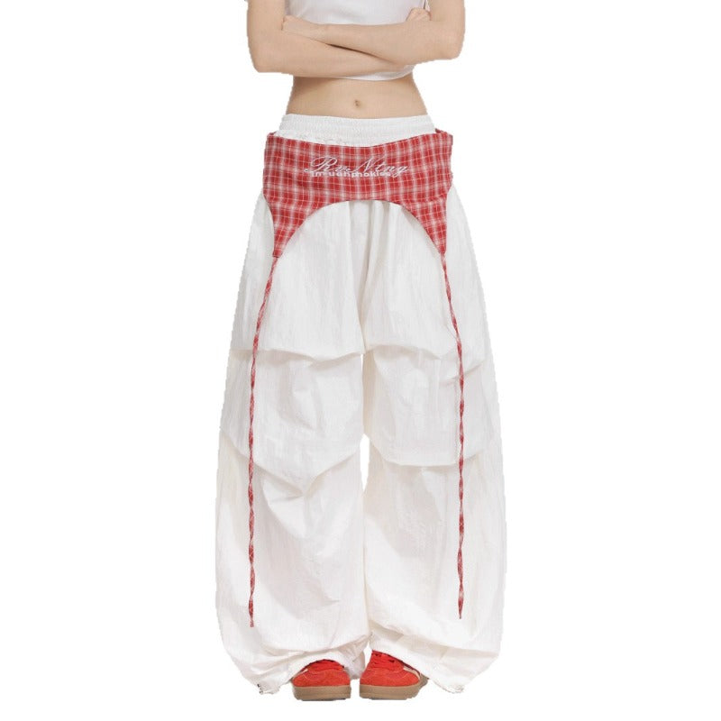 Women casual pants women's fart curtain elastic waist pleated trousers