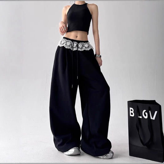 Women casual pants lace stitching women summer