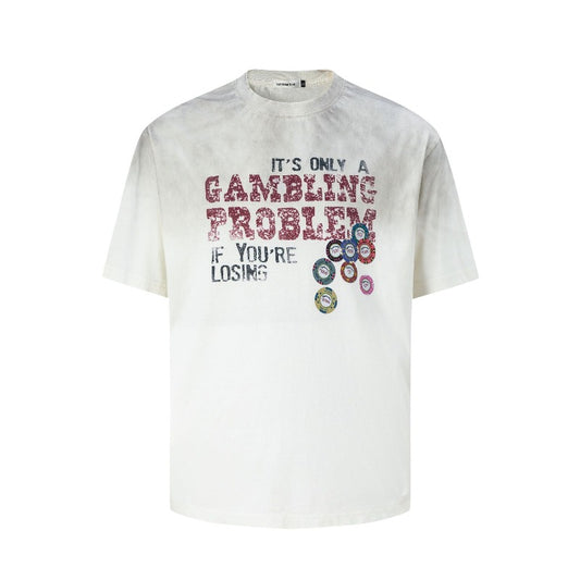 Men's t-shirts: american street style, unisex, premium summer, distressed color, letter design, men's short-sleeve t-shirt with a relaxed fit