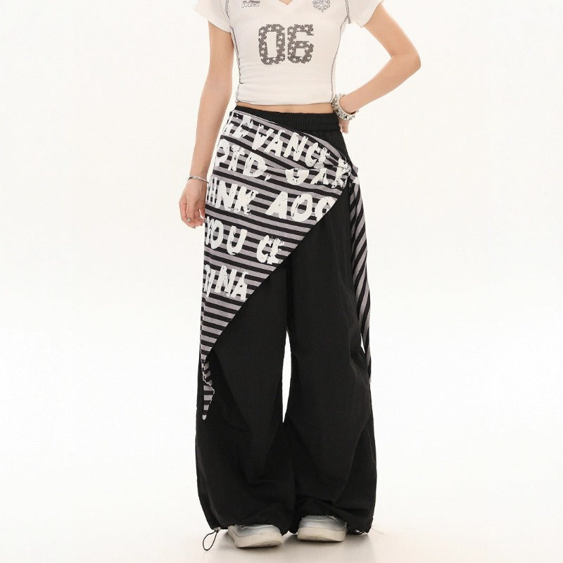 Women casual pants retroletterprinting layering