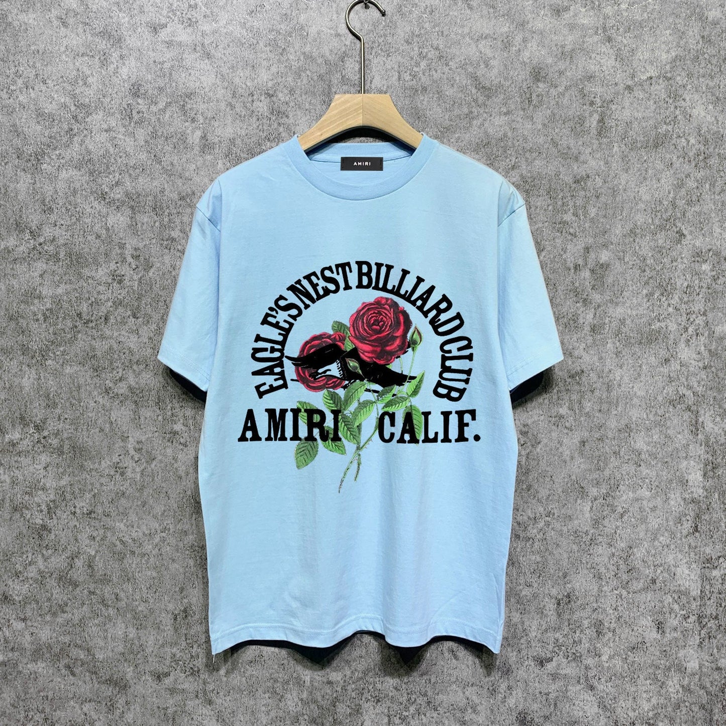 Amiri t shirts rose printing short sleeve