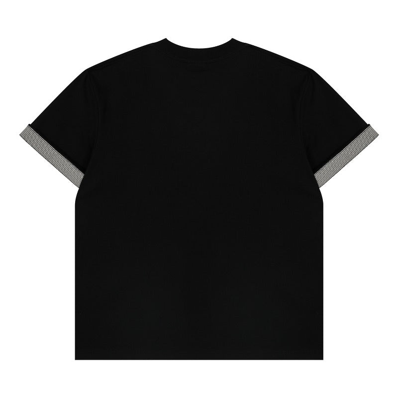 Men's t-shirts: r american retro couple street style solid color patchwork design, minimalist versatile men's loose fit crew neck short sleeve t-shirt