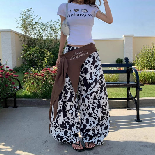 Women casual pant cow printing