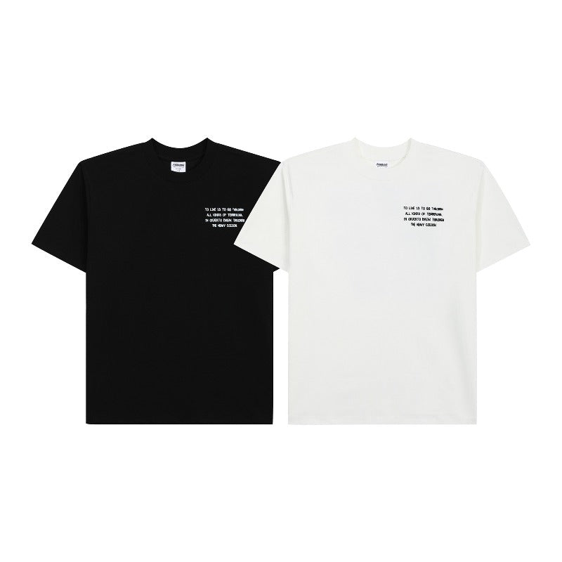 W american high street retrocouple style street trendy character pattern design men's round neck fitted short-sleeved t-shirt