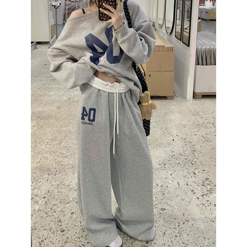 Women casual pants retro autumn winterhigh waist