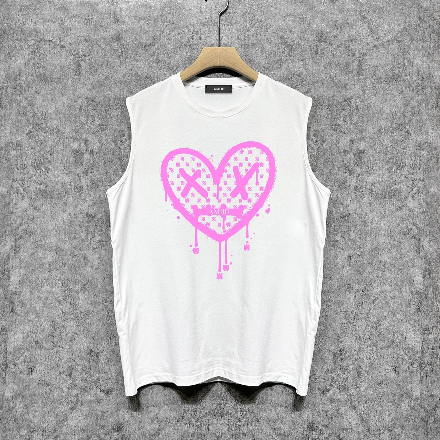 Amiri tank top splash paint heartprinting