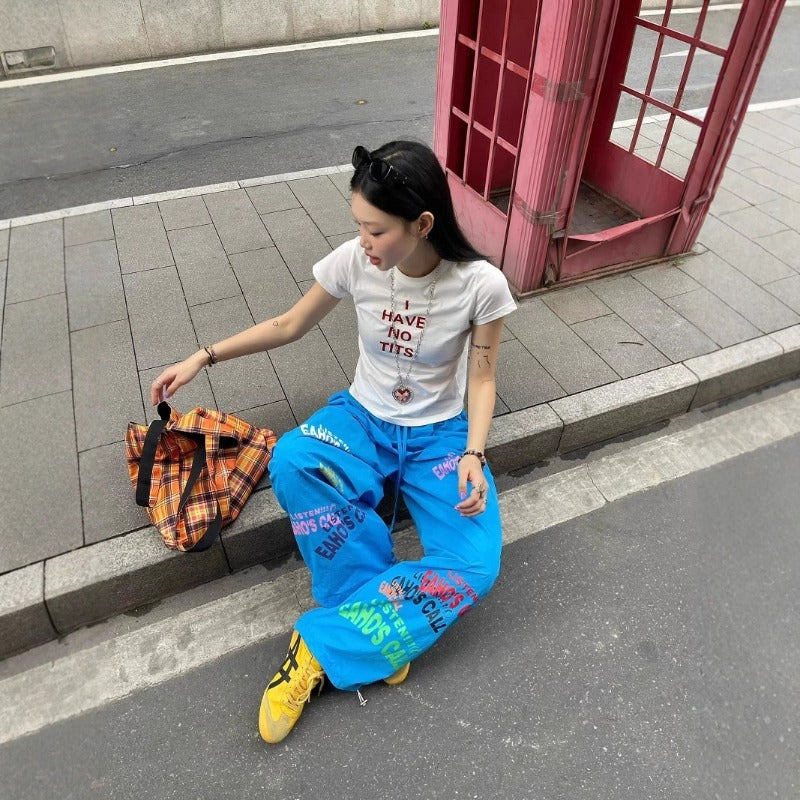 Women casual pant letter graffiti summer
