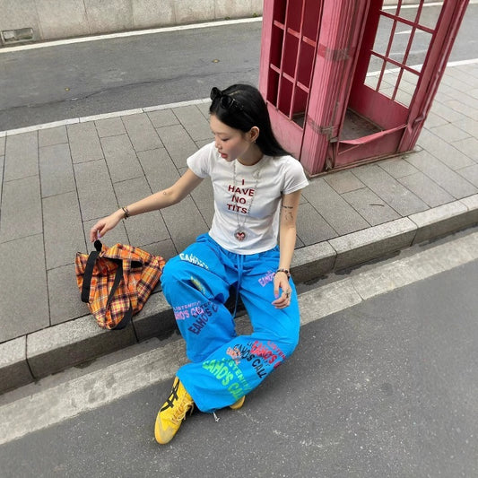 Women casual pant letter graffiti summer