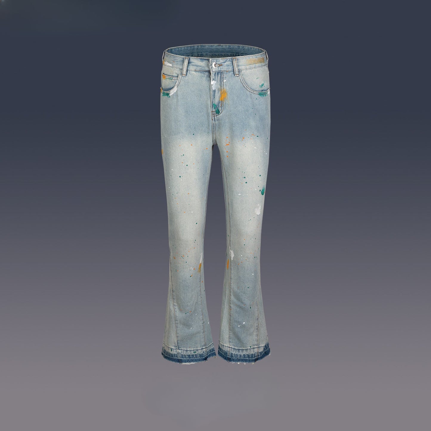 MIJKO Men's Vintage Pants MIJKO micro-pull trousers men's and women's washed wide-footed jeans