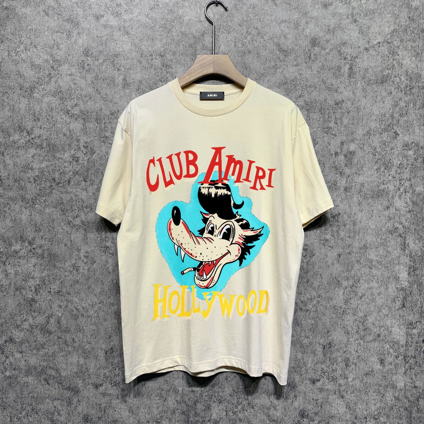 Amiri t shirts smoke gray wolf printing short sleeve