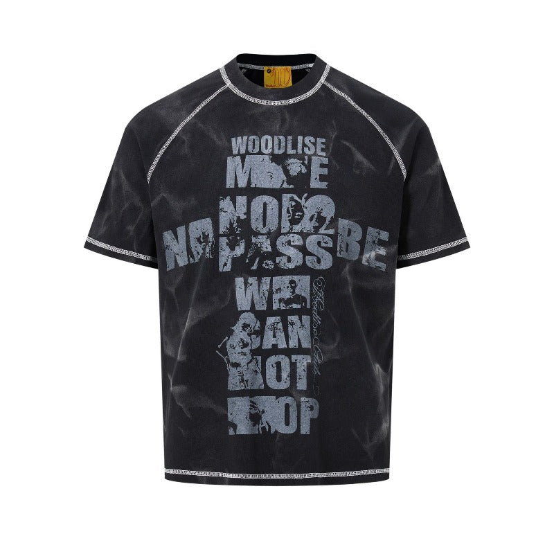 Men's t-shirts: wt american street style, unisex, premium summer spray-paint letter design, slightly loose fit, short-sleeve tee