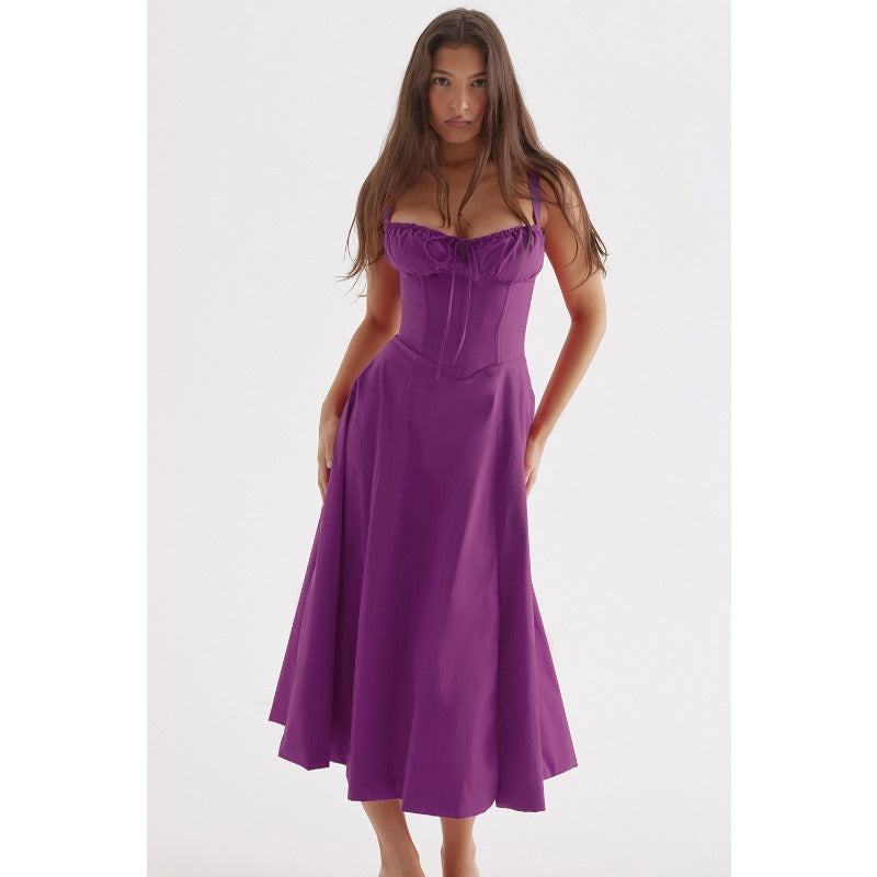 Women's dress: amazon bestseller - summer chic, elegant, high-end, spaghetti strap, soft & feminine style - french-inspired dress for women
