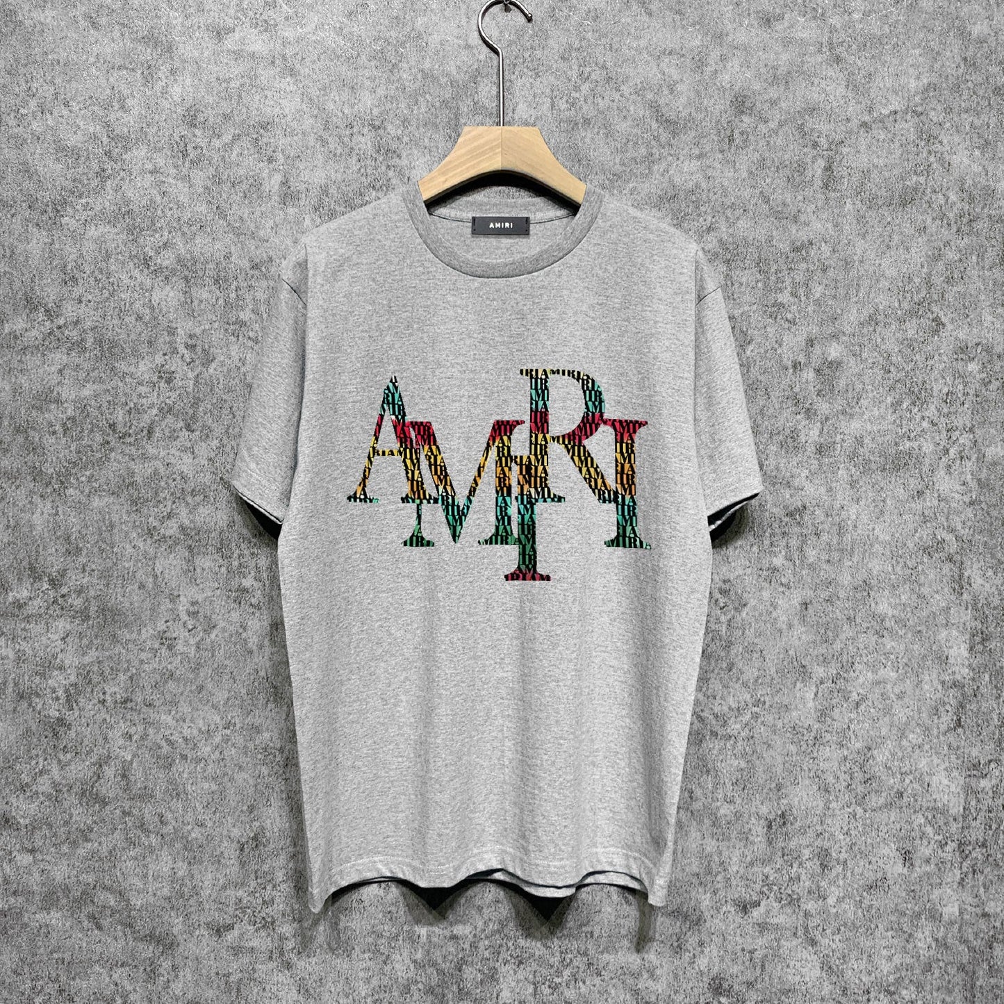 Amiri t shirts rainbow letter printing short sleeve