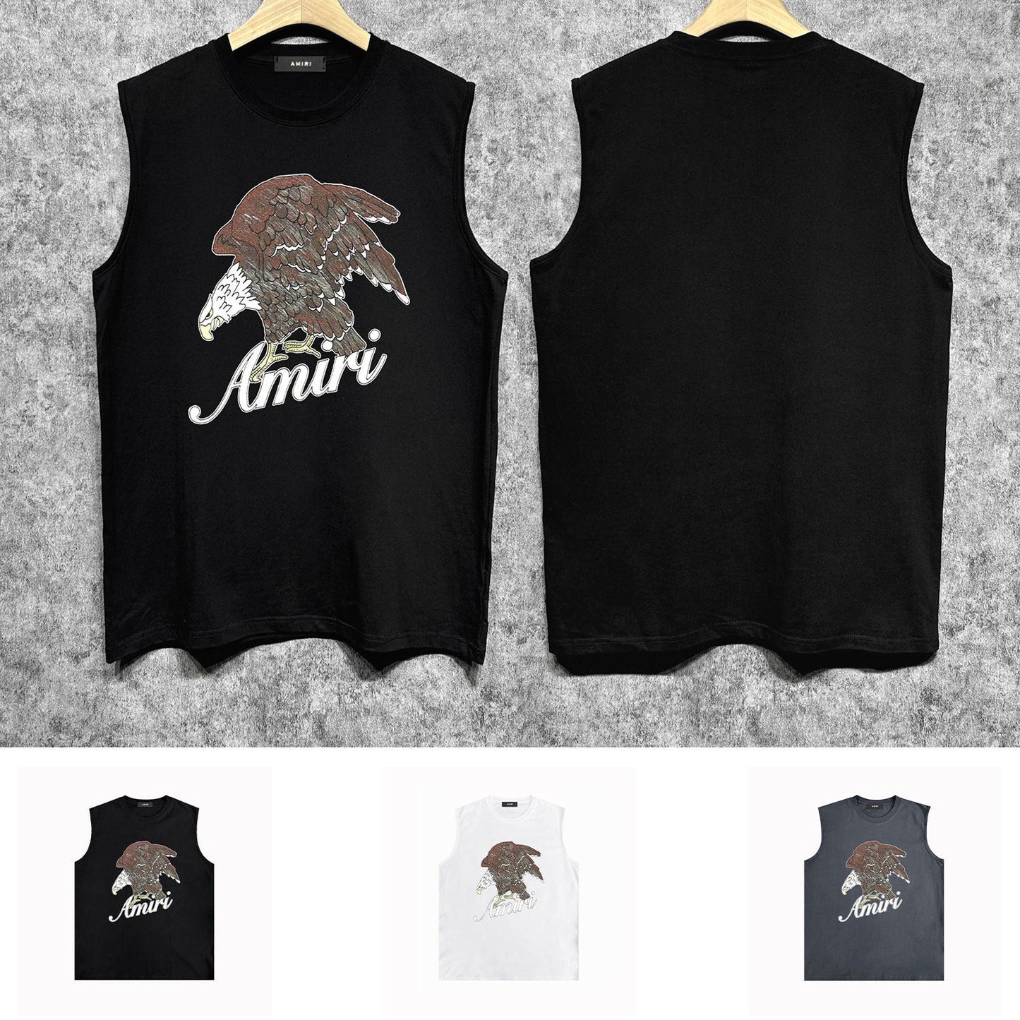 Amiri tank top brown flying eagle print