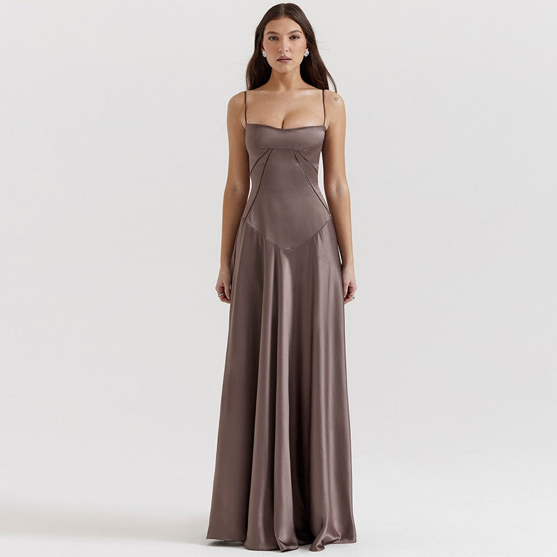 Women's dress: european and american cross-border sexy camisole dress, slim-fit backless maxi dress, women's summer evening gown
