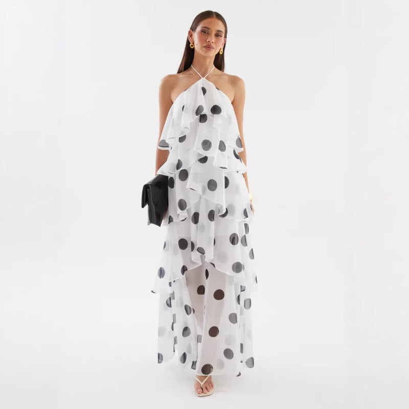 Women's dress - european and american cross-border e-commerce independent website - polka dot print halter sleeveless top cake dress