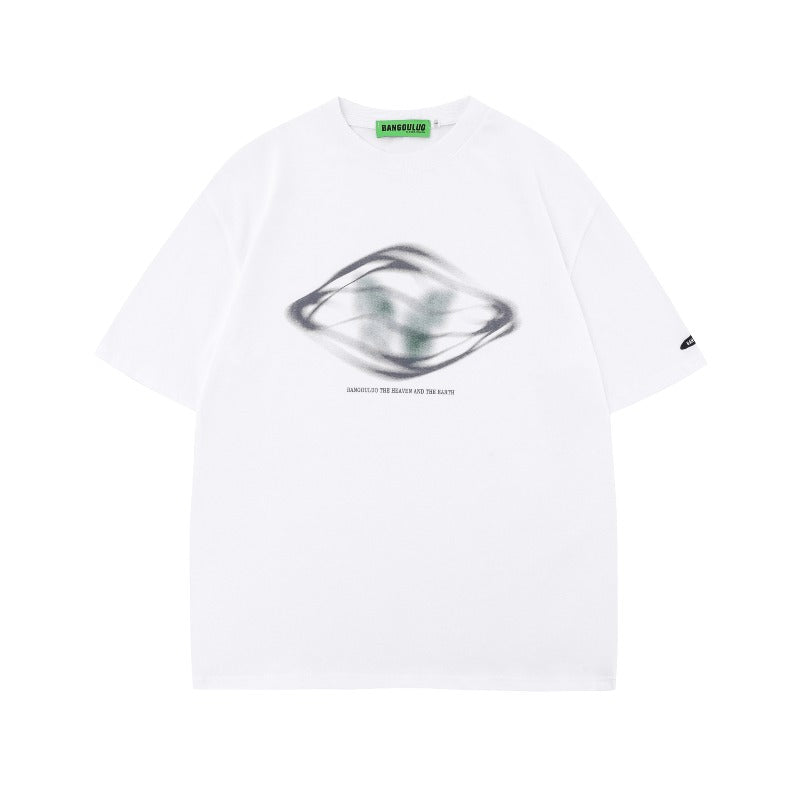 Men t shirts mankun spring american fashionable brand high street rapper art sense of design geometric loose short-sleeved t-shirt