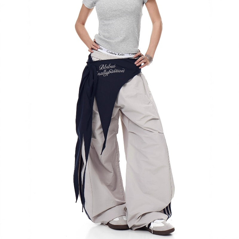 Women casual pants Women elastic waist with fart curtain scimitar pants