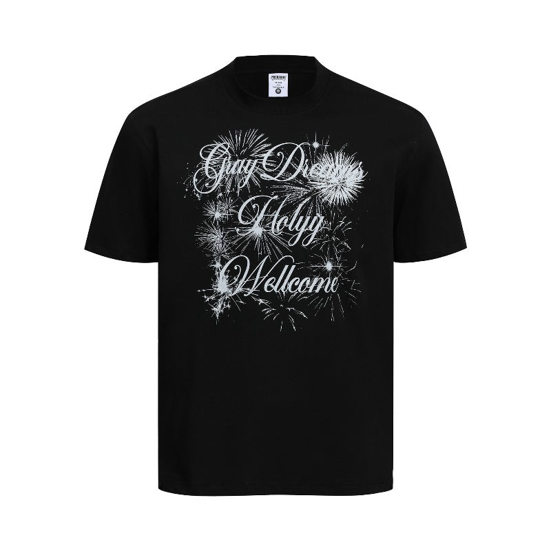 Men t shirts w american high street retro street trendy couple style niche style trendy brand design men's round neck fitted version short-sleeved t-shirt