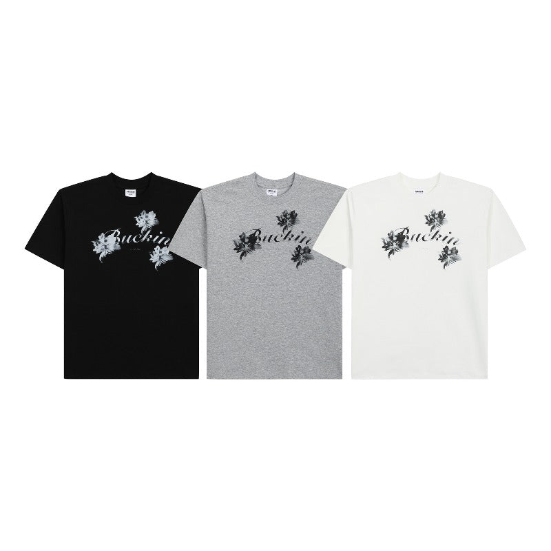 Men's t-shirts: american high street retro streetwear couple's style d floral design men's crew neck slim fit short sleeve t-shirt