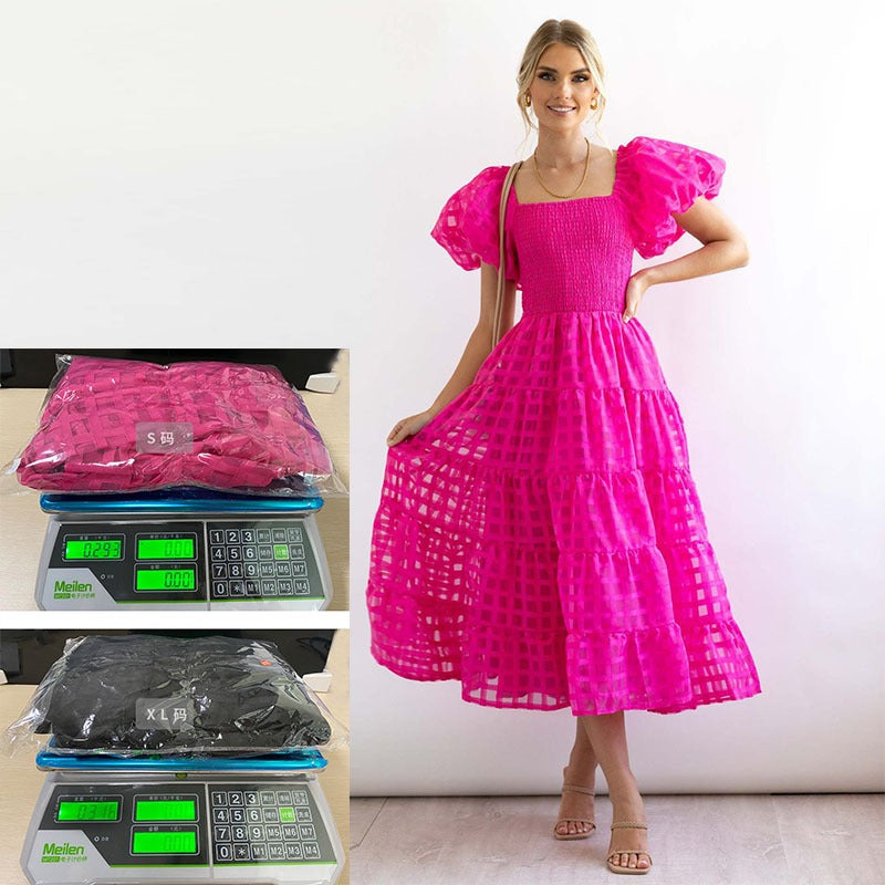 Women's dress: european and american style amazon bestseller - summer one-shoulder puff sleeve fashionable hot girl maxi dress