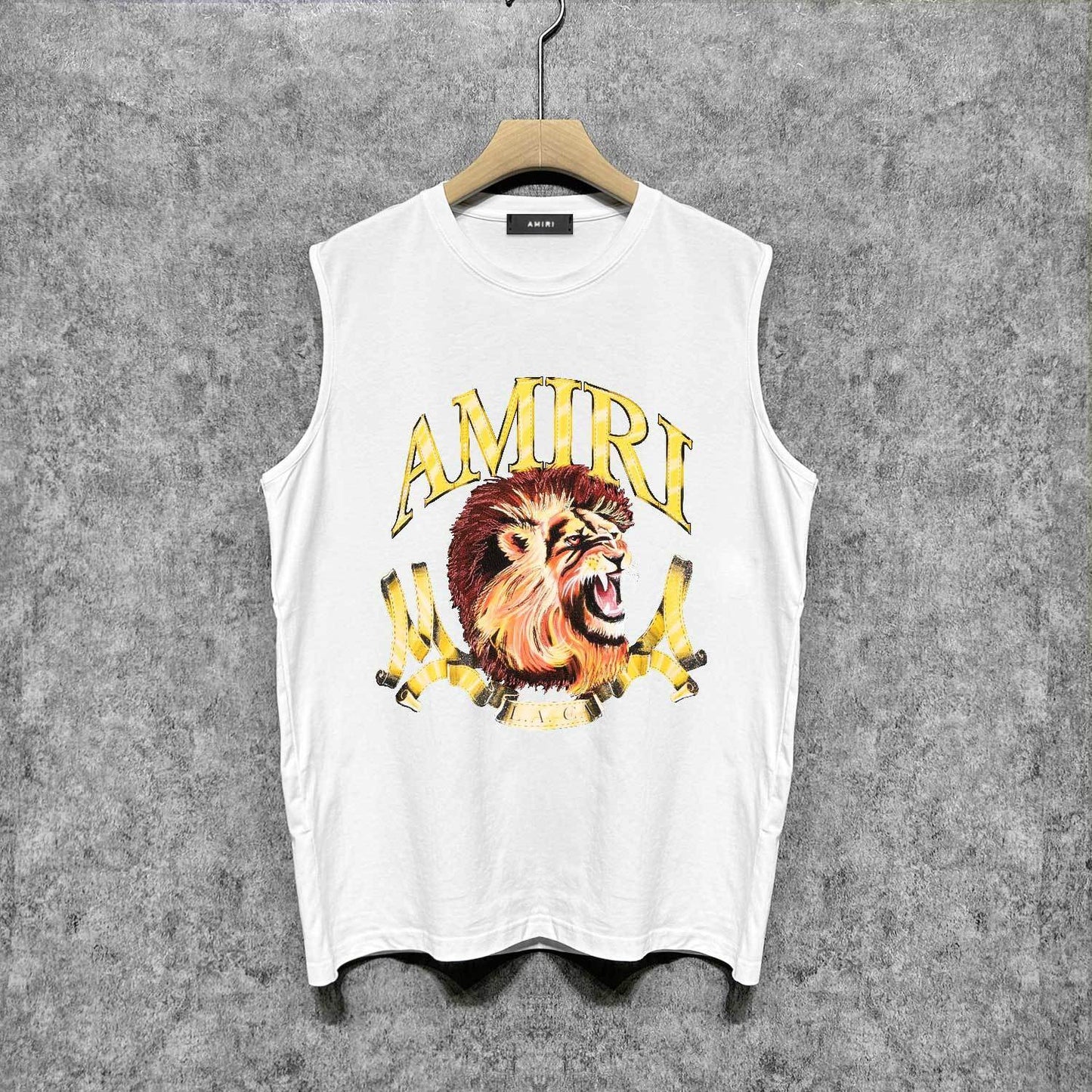 Amiri tank top gold lion print