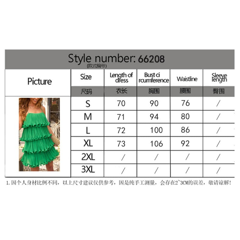 Women's dress - european & american amazon independent site cross-border spring/summer women's bandeau layered patchwork hem solid color dress