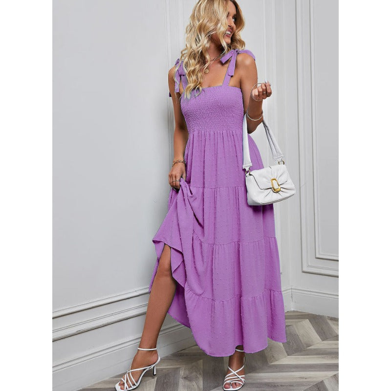 Women's dress - in-house photography, spring/summer export, european & american style, strappy bandeau jacquard dress, sexy & spicy