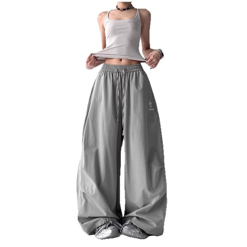 Women casual pants loose wide leg pants kpop tooling scimitar pants