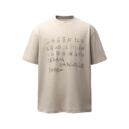Men's t-shirts: american retro heavyweight double yarn letter print crew neck design, men's high street loose fit short sleeve tee