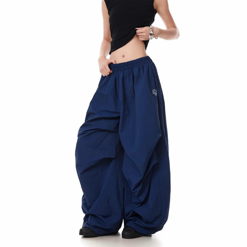Womens casual pants womens summer loose vintage pleated straight