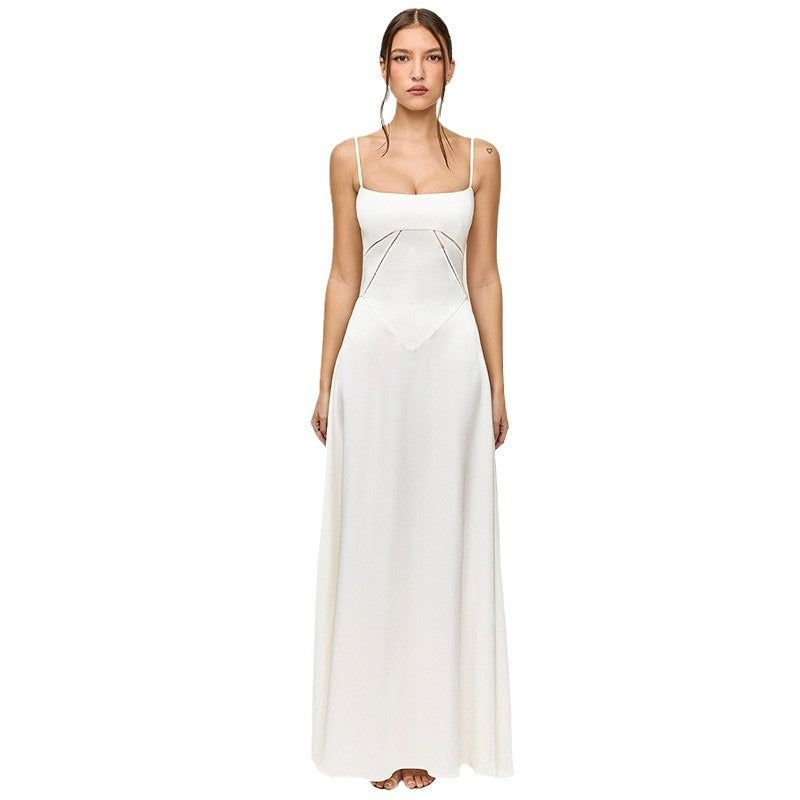 Women's dress: european and american cross-border sexy camisole dress, slim-fit backless maxi dress, women's summer evening gown