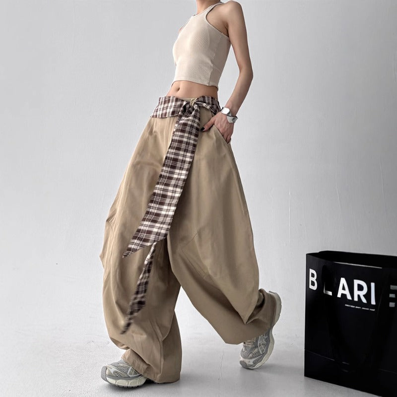 Women casual pants summer loose high waist thin