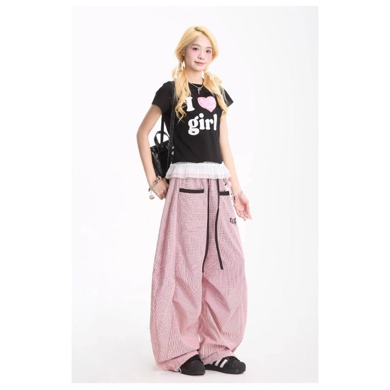 Women casual pant contrast colorstripessummerloose
